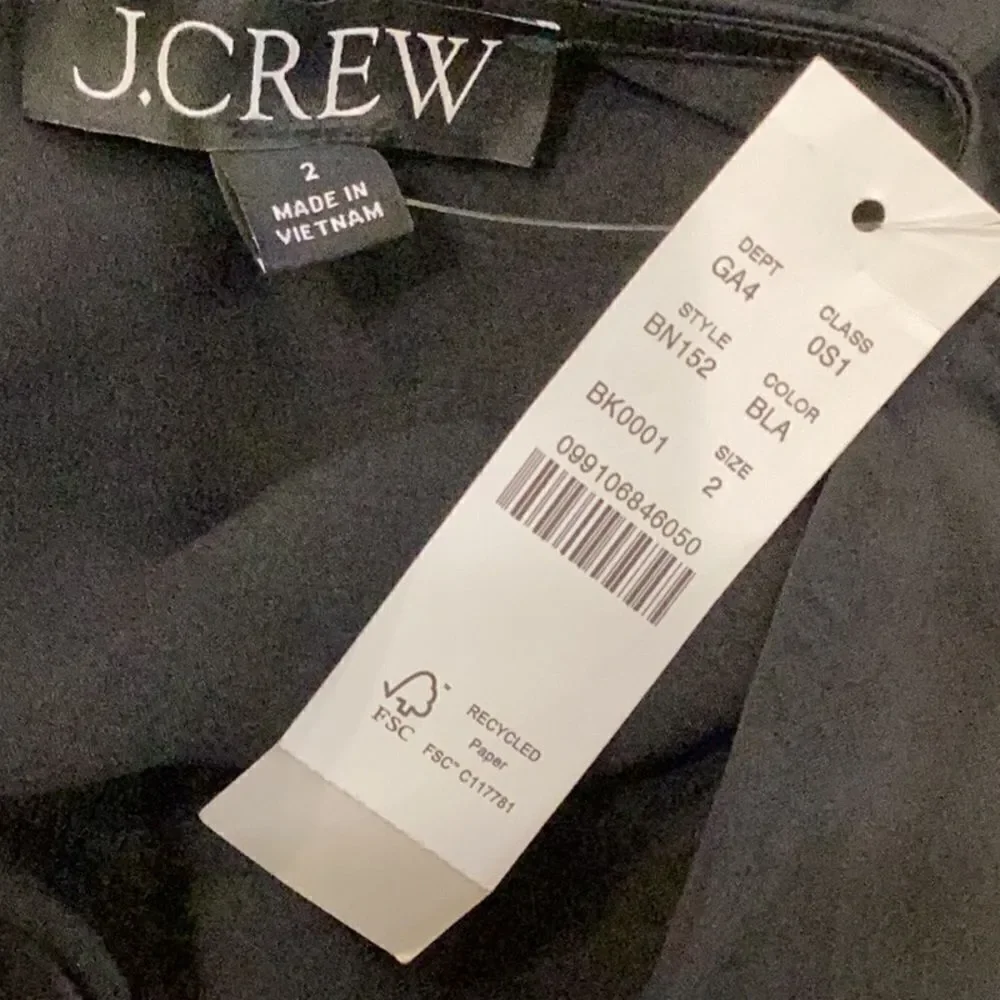 NWT J. Crew Winter Garden Dress Black Sz 2
